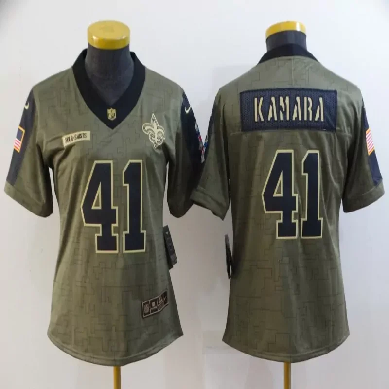 New Orleans Saints #41 Kamara NFL Black Gold Jersey - Image 4