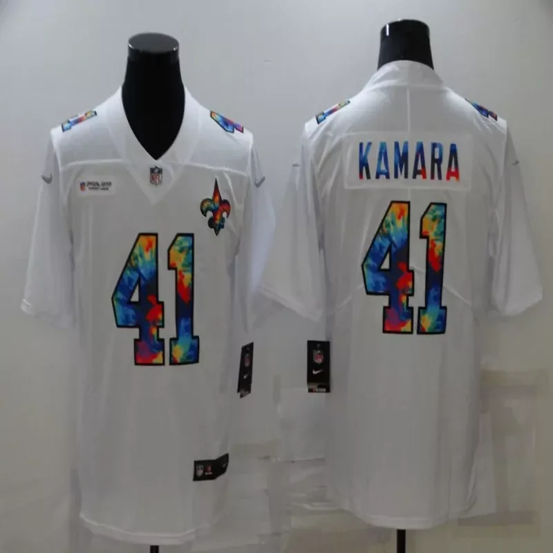 New Orleans Saints #41 Kamara NFL Black Gold Jersey - Image 5