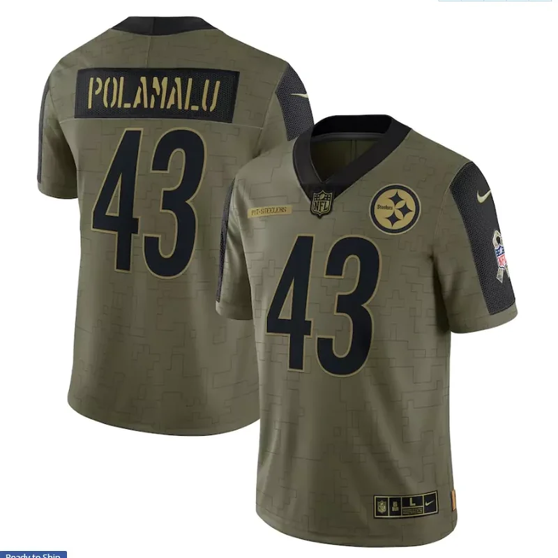 Pittsburgh Steelers #43 Polamalu NFL Black Jersey - Image 2