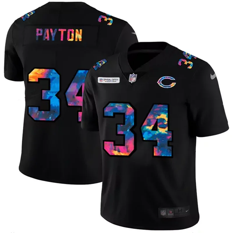 Chicago Bears #34 Payton NFL Black Camouflage Jersey - Image 2