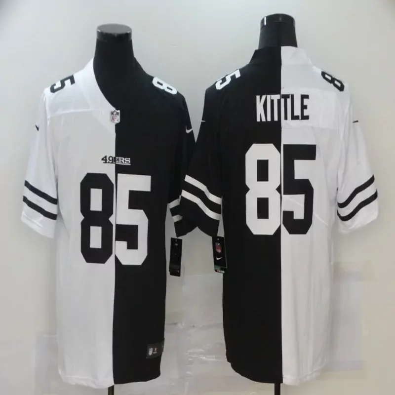 San Francisco 49ers #85 Kittle NFL Black White Jersey