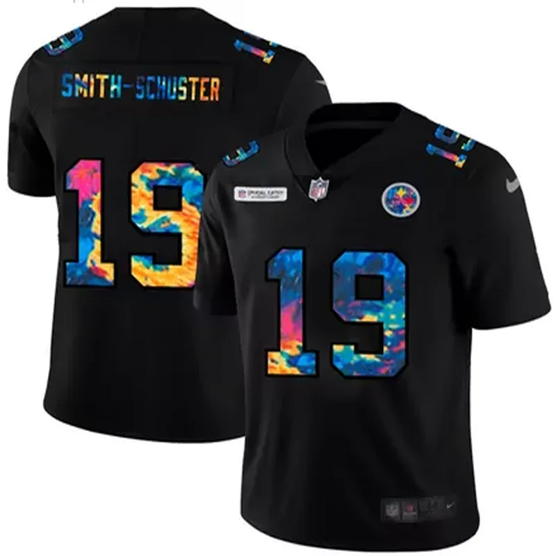 Pittsburgh Steelers #19 Smith-Schuster NFL Black Rainbow Jersey