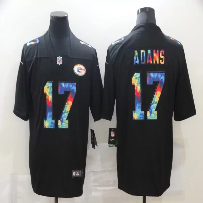 Green Bay Packers #17 Adams NFL Black Rainbow Jersey