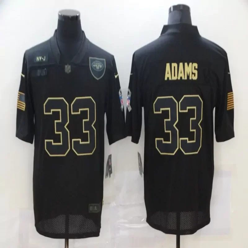 New York Giants #8 Jones NFL Black Gold American Flag Jersey - Image 4