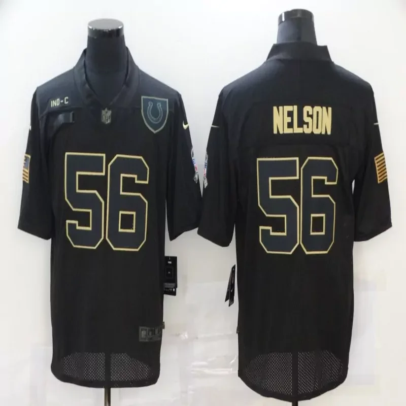 Indianapolis Colts #56 Nelson NFL Black American Flag Jersey