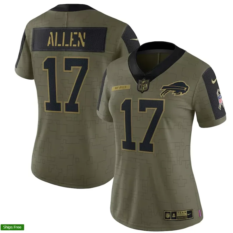 Buffalo Bills #17 Allen NFL Black Gold Jersey - Image 3