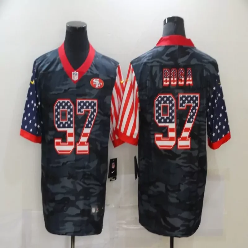 San Francisco 49ers #97 Bosa NFL Black Camouflage America Flag Jersey