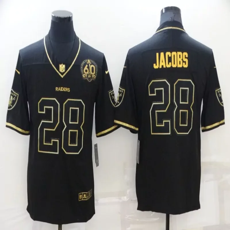 Las Vegas Raiders #28 Jacobs NFL Black Gold 60 anniversary Jersey