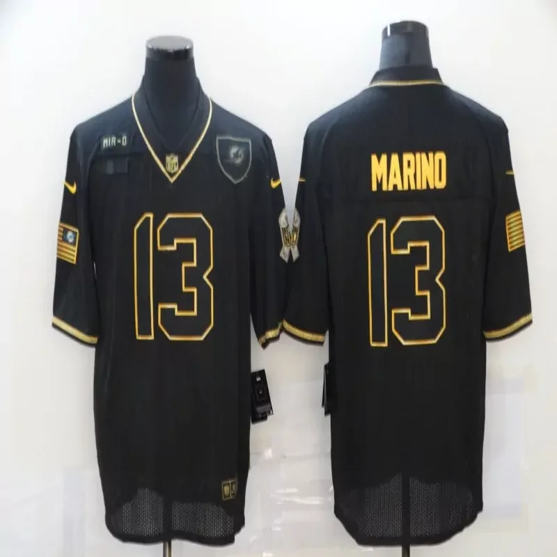 Miami Dolphins #13 Marino NFL Black Rainbow Jersey - Image 4