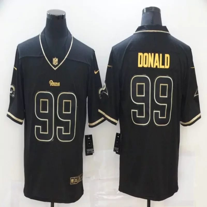 Los Angeles Rams #99 Donald NFL Black Gold Jersey - Image 2
