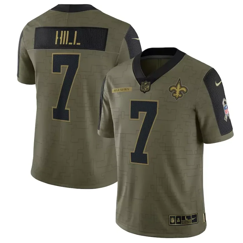 New Orleans Saints #7 Hill NFL Green Camouflage Jersey