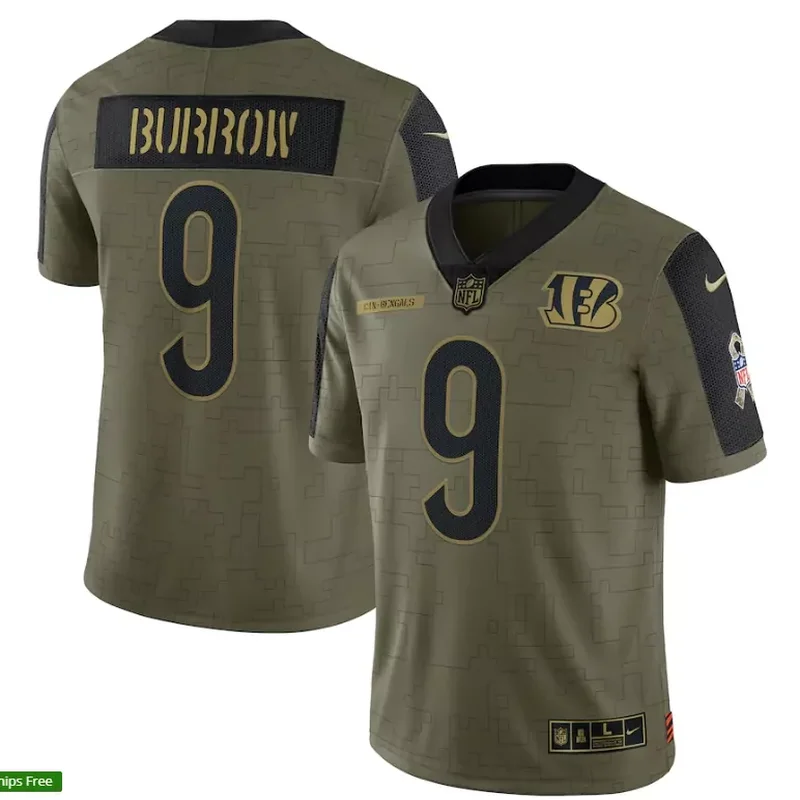 Cincinnati Bengals #9 Burrow NFL Black Jersey - Image 4