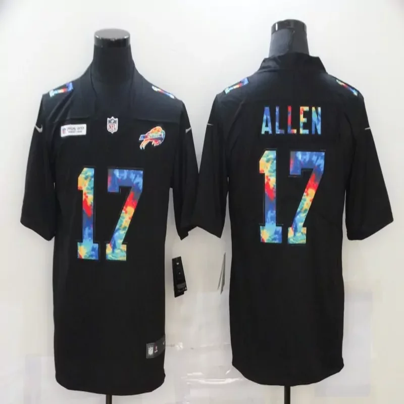Buffalo Bills #17 Allen NFL Black Gold Jersey - Image 4