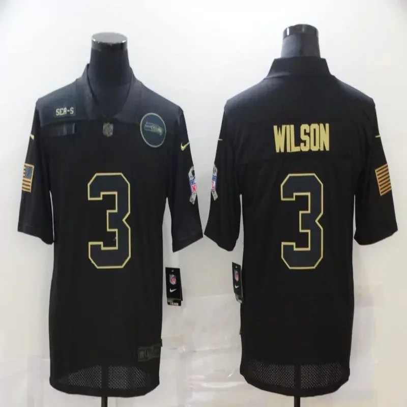 Seattle Seahawks #3 Wilson NFL Black Camouflage Jersey - Image 3