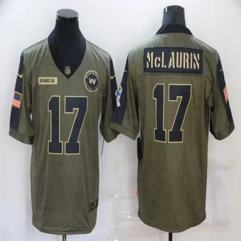Washington Commanders #17 McLaurin NFL Green Camouflage American Flag Jersey