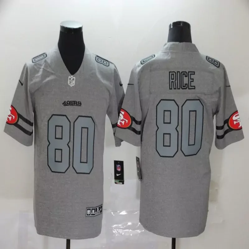 San Francisco 49ers #80 Rice NFL Ash Gray Jersey