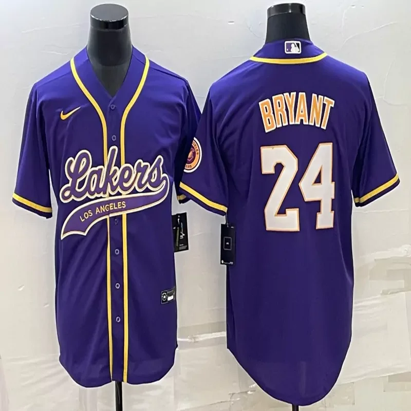 Los Angeles Lakers #Custom Name & Number NBA Sport Grey Baseball Jersey - Image 3