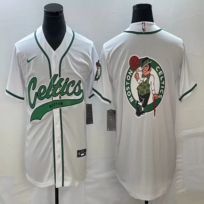 Boston Celtics #Custom Name & Number NBA Dark Navy Camouflage Baseball Jersey - Image 3
