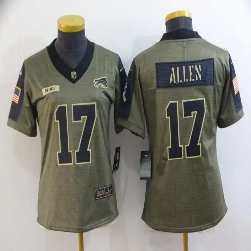 Buffalo Bills #17 Allen NFL Green Camouflage Women Jersey