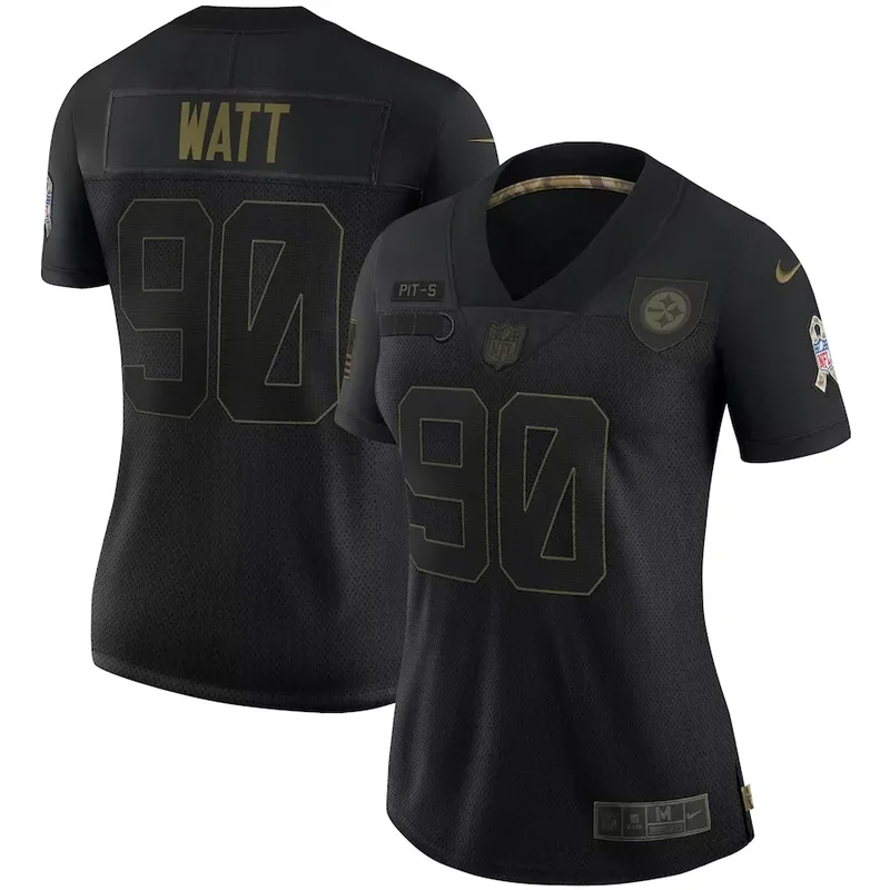 Pittsburgh Steelers #90 Watt NFL Black Matte Women Jersey