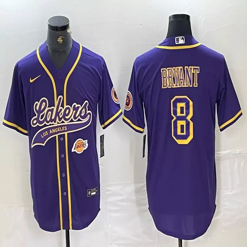 Los Angeles Lakers #24 Bryant NBA Gold Baseball Jersey - Image 4