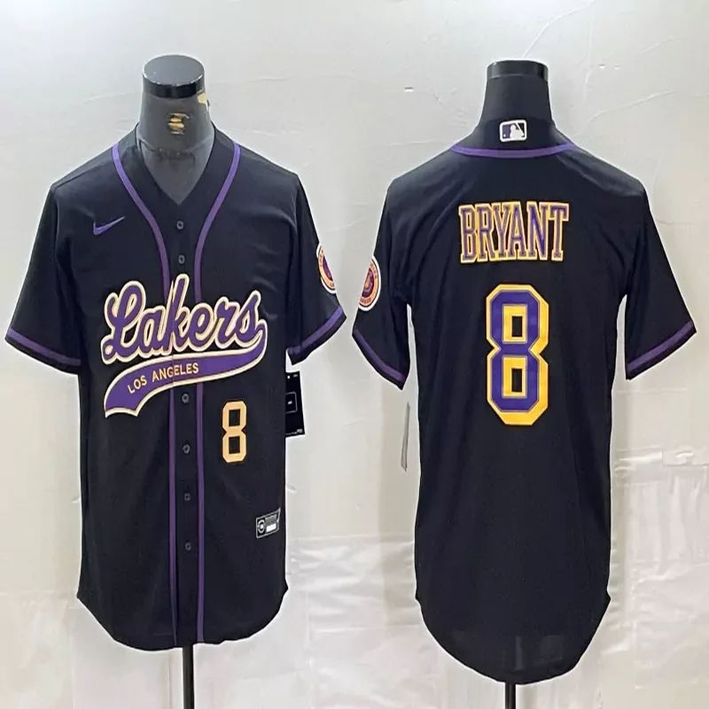 Los Angeles Lakers #24 Bryant NBA Gold Baseball Jersey - Image 5