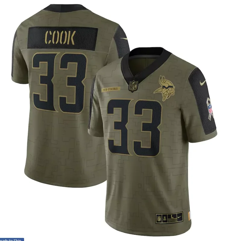 Minnesota Vikings #33 Cook NFL green camouflage Jersey