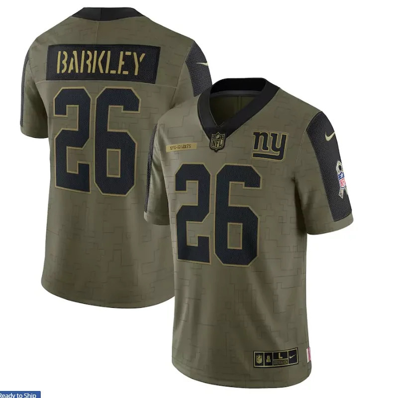New York Giants #26 Barkley NFL Green Camouflage Jersey - Image 2