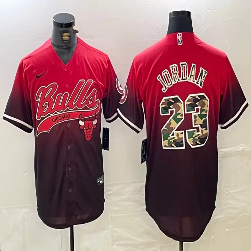Chicago Bulls #33 Pippen NBA red Baseball Jersey - Image 3