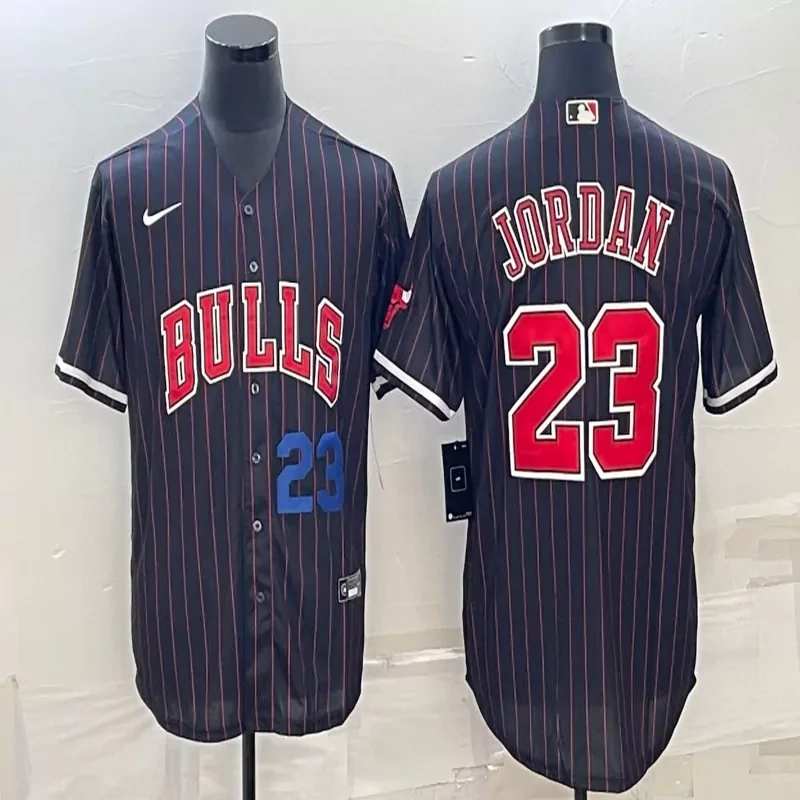 Chicago Bulls #33 Pippen NBA red Baseball Jersey - Image 4