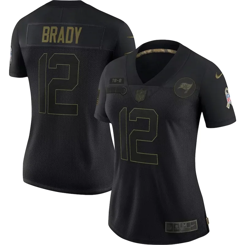 Tampa Bay Buccaneers #12 Brady NFL Black Matte Women Jersey
