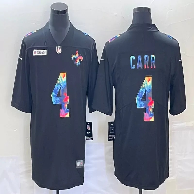 New Orleans Saints #4 Carr NFL black rainbow Jersey