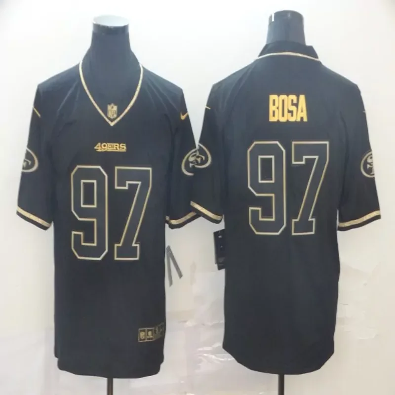 San Francisco 49ers #97 Bosa NFL black gold Jersey