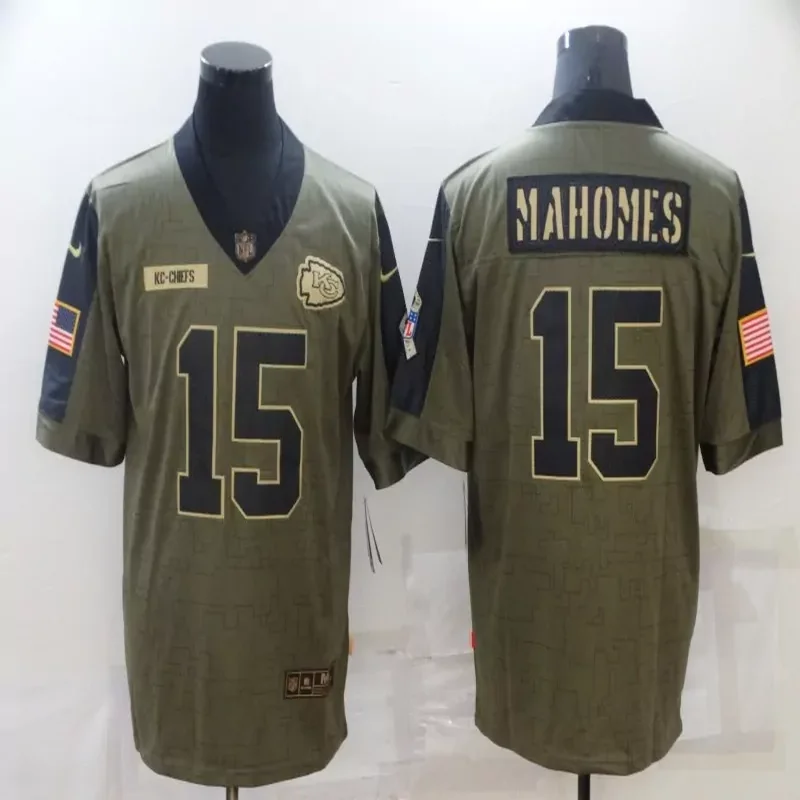 Kansas City Chiefs #15 Mahomes NFL green camouflage Jersey