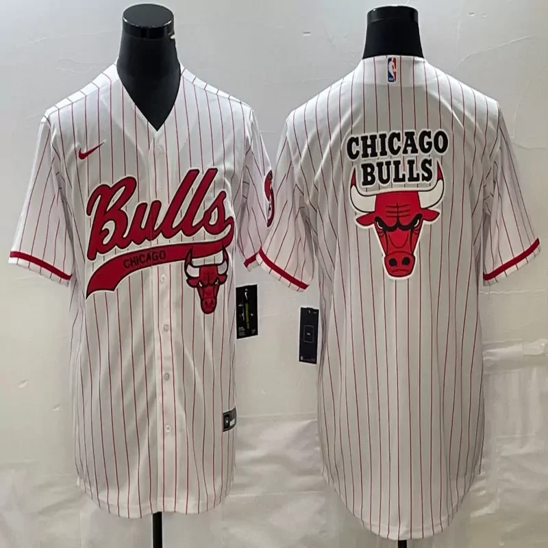 Chicago Bulls #33 Pippen NBA red Baseball Jersey - Image 5