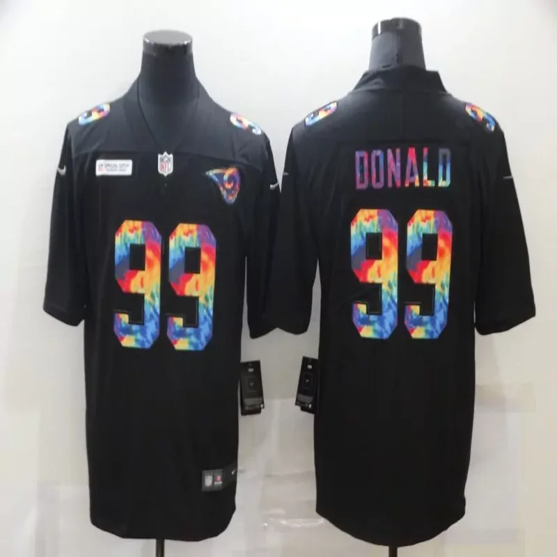 Los Angeles Rams #99 Donald NFL black rainbow Jersey