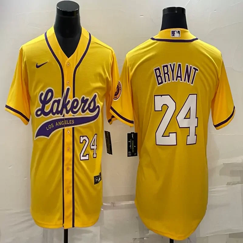 Los Angeles Lakers #24 Bryant NBA Gold Baseball Jersey