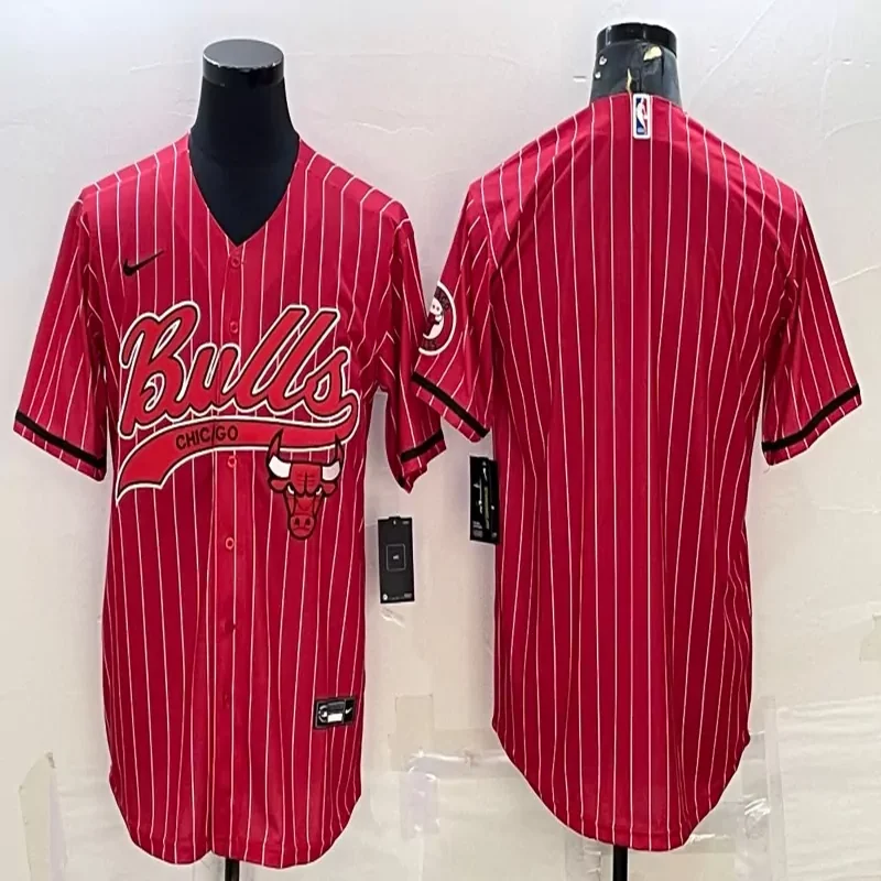 Chicago Bulls #Custom Name & Number NBA Black Red Baseball Jersey