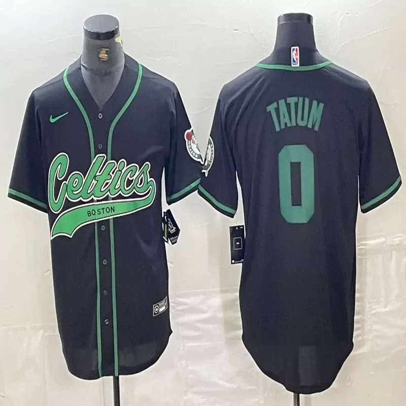 Boston Celtics #0 Tatum NBA Black Baseball Jersey
