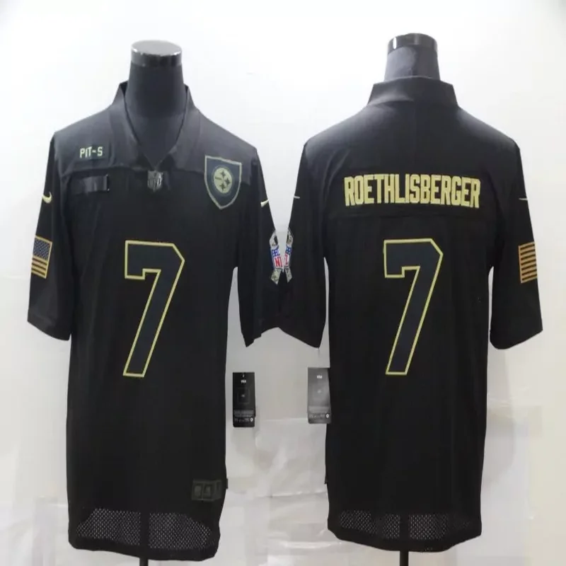 Pittsburgh Steelers #7 Roethlisberger NFL Black American Flag Jersey