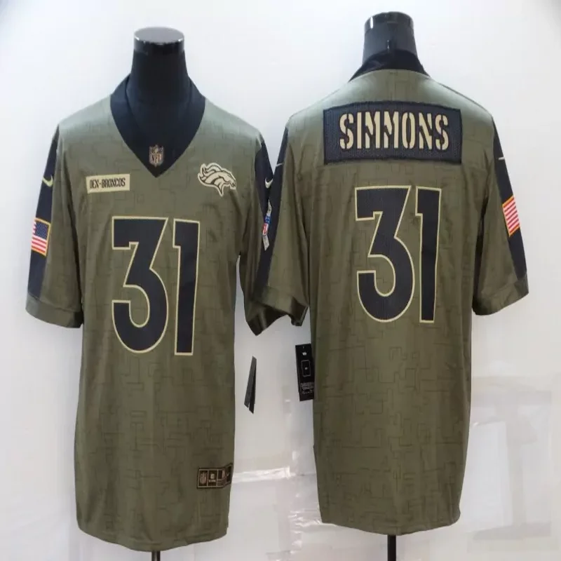 Denver Broncos #31 Simmons NFL Green Camouflage Jersey