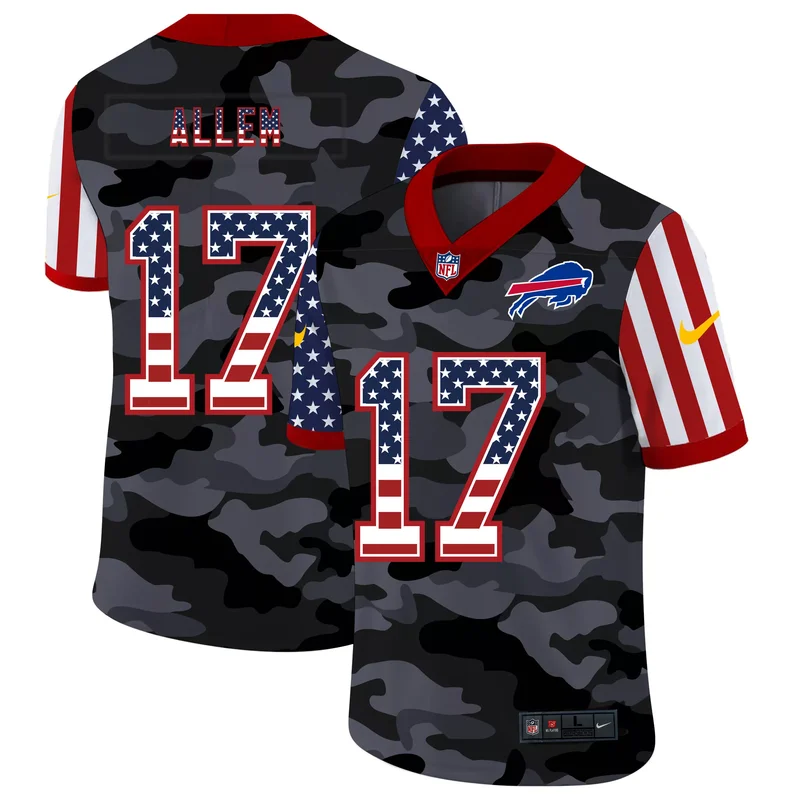 Buffalo Bills #17 Allen NFL Green Camouflage Women Jersey - Image 4