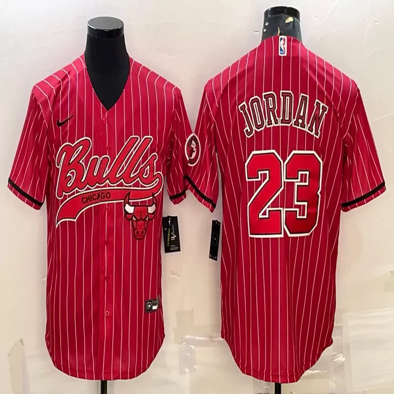 Chicago Bulls #23 Jordan NBA Red Baseball Jersey