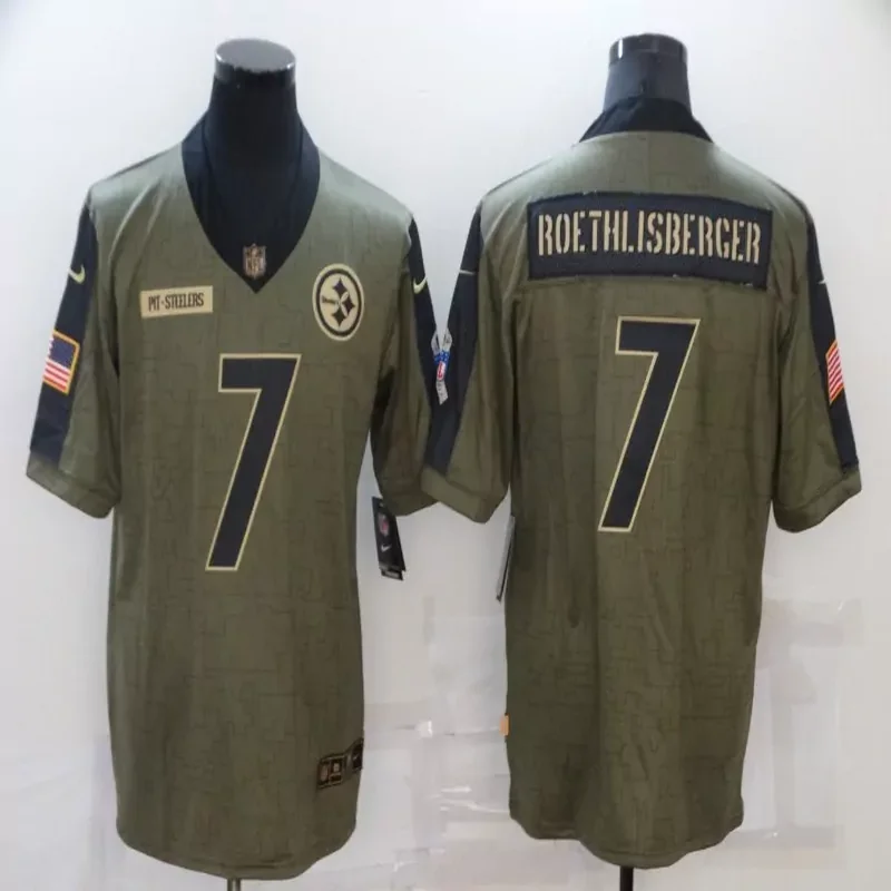 Pittsburgh Steelers #7 Roethlisberger NFL Black American Flag Jersey - Image 2