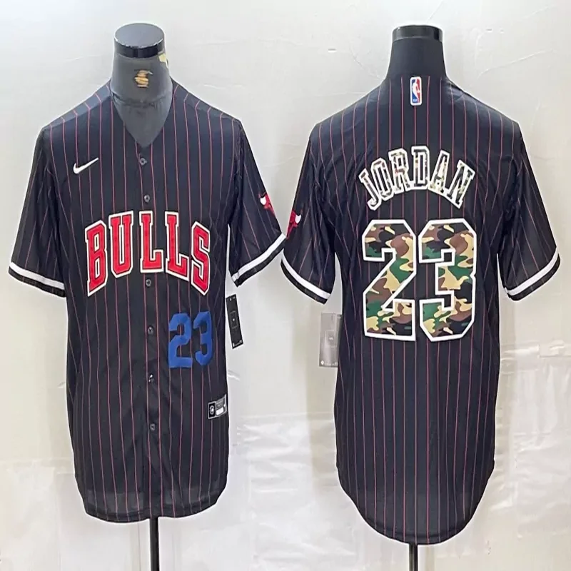 Chicago Bulls #23 Jordan NBA Red Baseball Jersey - Image 3