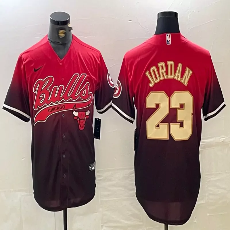 Chicago Bulls #23 Jordan NBA Red Baseball Jersey - Image 5