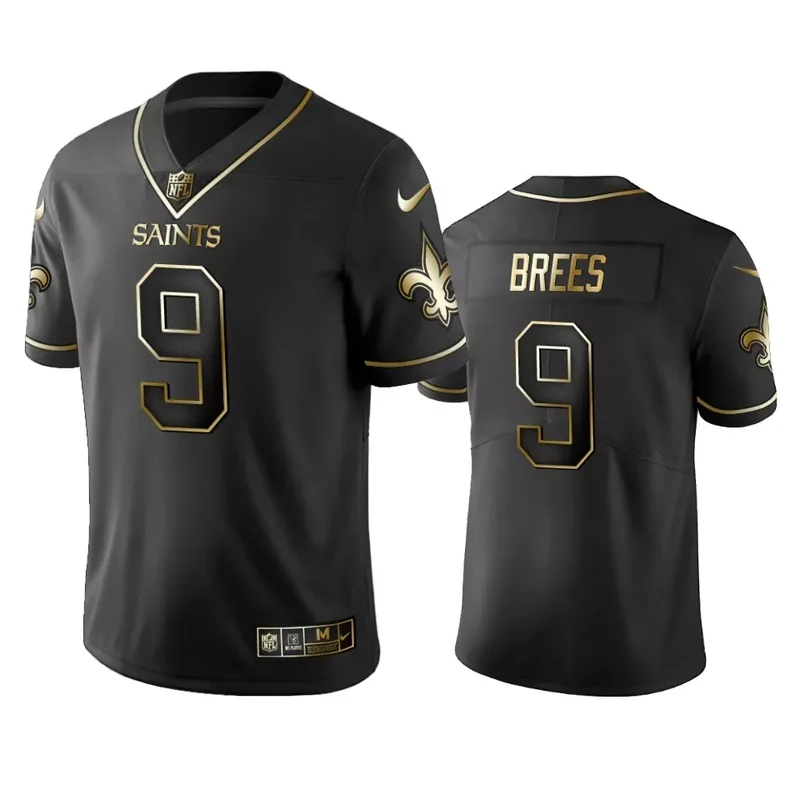 New Orleans Saints #9 Brees NFL Black Gold Jersey