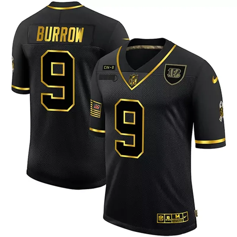 Cincinnati Bengals #9 Burrow NFL Black Gold Jersey