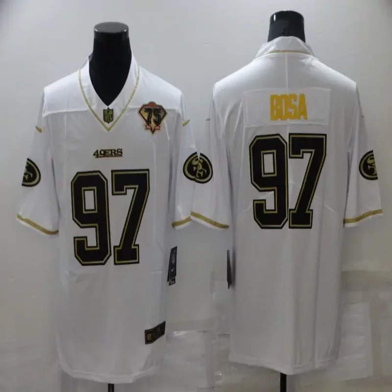 San Francisco 49ers #97 Bosa NFL White 75 Anniversary Jersey