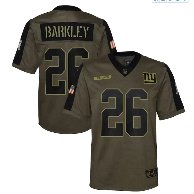 New York Giants #26 Barkley NFL Green Camouflage Jersey - Image 4